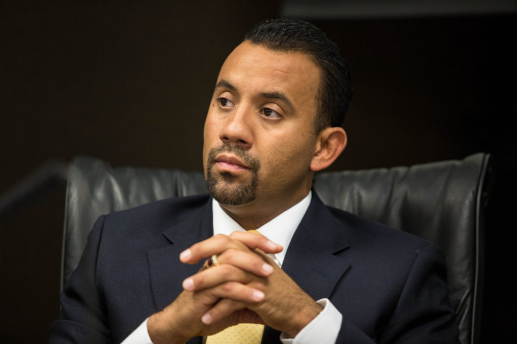 San Ysidro School District Superintendent Julio Fonseca attends a school board meeting on July 9, 2015. Megan Wood, inewsource