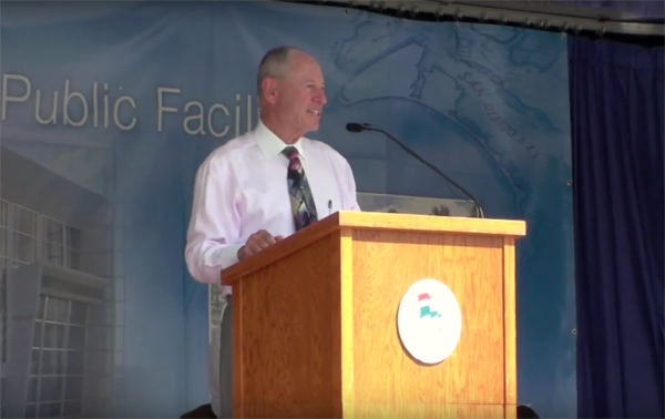 Steve Cushman speaks at the groundbreaking of the Broadway Pavilion in 2009.