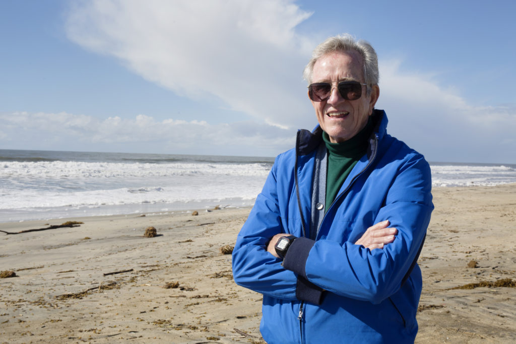 Environmental engineer Tom English on the beach in Carlsbad. Jan 24, 2016. Megan Wood, inewsource.