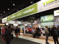 Diabetes drug displays lined the San Diego Convention Center hallway during June's American Diabetes Association meeting here. June 11, 2017. Cheryl Clark, inewsource.