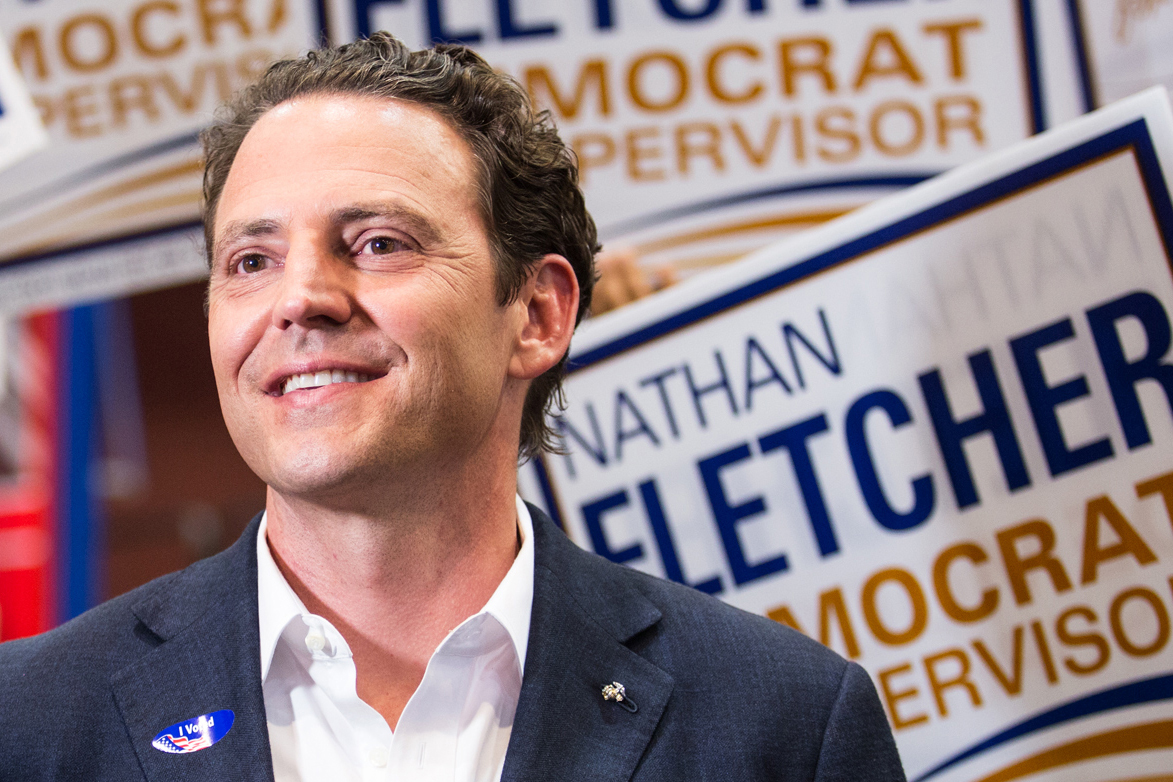 Former state Assemblyman Nathan Fletcher is shown here after the primary election on June 5, 2018, at Golden Hall in San Diego. (Megan Wood/inewsource)