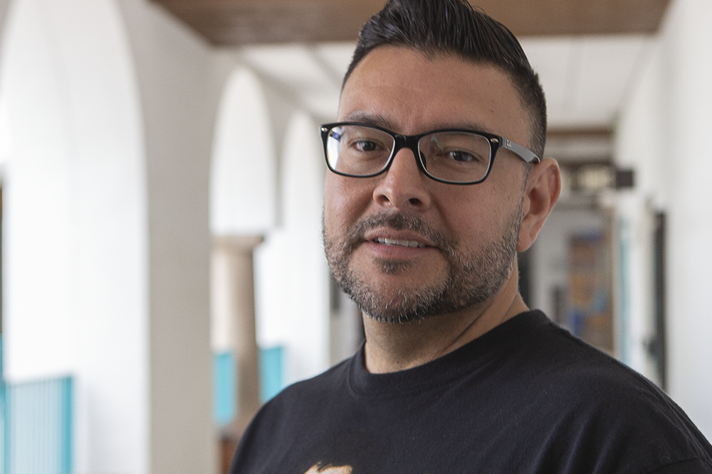 Nathian Rodriguez, an SDSU media studies professor who teaches in the Professional Studies and Fine Arts building, spoke at an April forum on a campus roofing project that sickened staff and students who used the building.